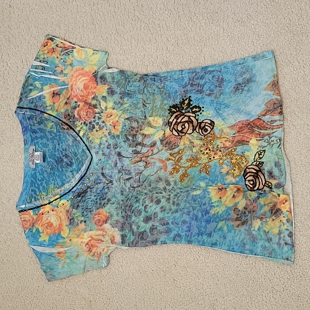 Beautiful and bedazzled burnout  shirt